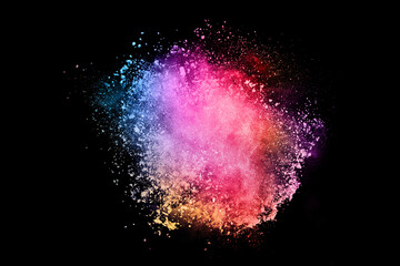 abstract colored dust explosion on a black background.