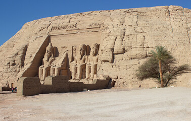 Facade of the temple of Ramses II at Abu Simbel, Egypt