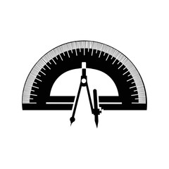Drawing mathematical compass ruler icon | Black Vector illustration |