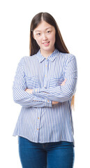 Young Chinese woman over isolated background happy face smiling with crossed arms looking at the camera. Positive person.