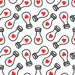 Seamless pattern with love potion bottle. Vector illustration. Design for Valentines Day