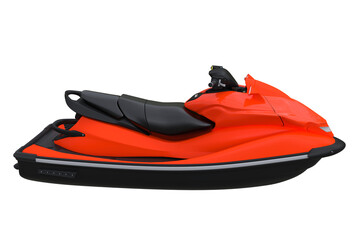 Orange jet ski leisure water sport bike. 3D illustration isolated.