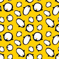Cartoon winter Christmas seamless penguin pattern for wrapping paper and kids clothes print and fabrics