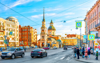 Saint Petersburg Russia the intersection of Fontanka Embankment and Belinsky streets