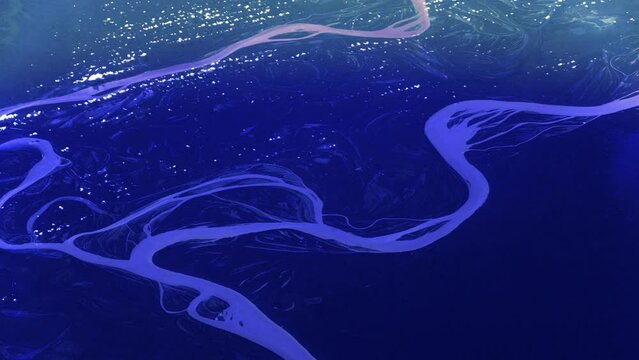 Amazon forest and river meandering course, sunrise animation aerial view from satellite based on image by Nasa