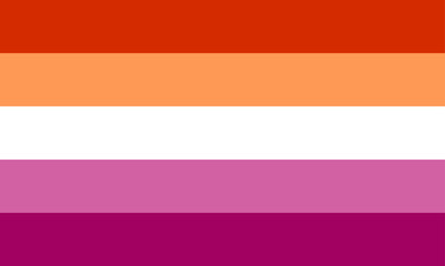 Lesbian flag symbol vector illustration. Woman love female. Lady and girl relationship. Strong feelings between lesbian partners. Support rights and sexual diversity. Symbol is part of LGBTQ+ pride. 