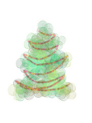 Isolated green abstract bokeh circle Christmas tree