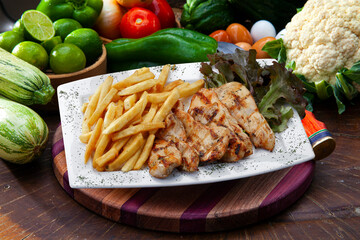 Grilled chicken with potato
