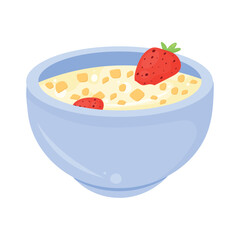 milk with cereals and strawberry