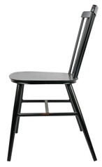 black color chair, Metal, metal chair, modern designer. Isolated chair on a white background,side shot
