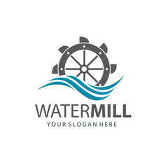 illustration of water mill wheel isolated on white background © Alexkava