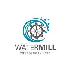 illustration of water mill wheel isolated on white background - obrazy, fototapety, plakaty