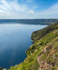 Amazing spring view on the Dnister River Canyon, Chernivtsi region, Ukraine.