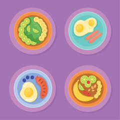 breakfast menu four icons