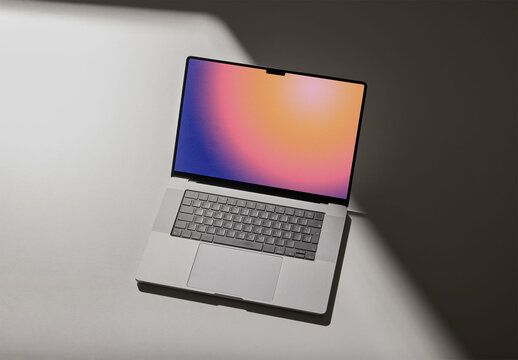 Metal Laptop Mockup on Simple Background