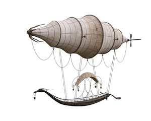 Fantasy elven gondola styled airship in flight. 3D rendering isolated. © IG Digital Arts