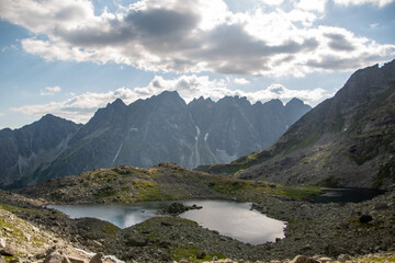 Naklejka na ściany i meble landscape with lake and mountains, High Tatras