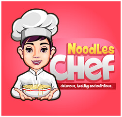 Vector illustration, mascot or chef icon as a symbol of a specialty noodle restaurant business.