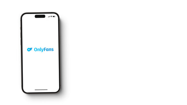 OnlyFans app on the smartphone iPhone 14 Pro screen. White background. Rio de Janeiro, RJ, Brazil. October 2022