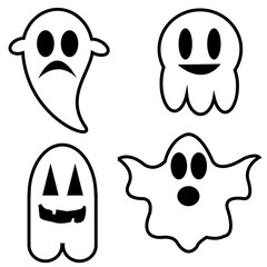 set of funny cartoon ghost