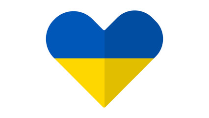 Ukrainian national flag vector icon in the heart shape.  heart shaped icon with Ukraine flag colours 