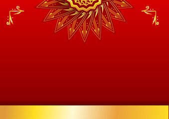 Gold and red ornamental mandala background. Luxury mandala background with golden arabesque pattern arabic islamic east style. Decorative mandala for print, poster, cover, brochure, flyer, banner.
