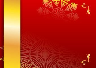 Gold and red ornamental mandala background. Luxury mandala background with golden arabesque pattern arabic islamic east style. Decorative mandala for print, poster, cover, brochure, flyer, banner.