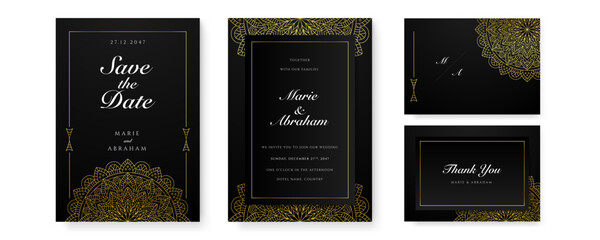 Beautiful luxury gold wedding invitation card template. Elegant gold wedding invitation card template