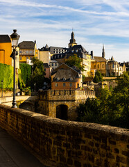 Fototapeta na wymiar Luxembourg City, Luxembourg. Panoramic cityscape image of old town Luxembourg City