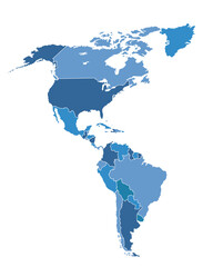 Americas Map Blue