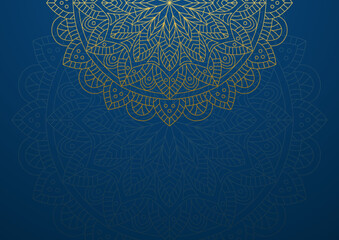 Gold and blue ornamental mandala background