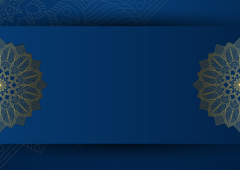 Gold and blue ornamental mandala background