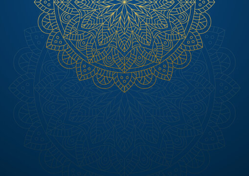 Gold and blue ornamental mandala background