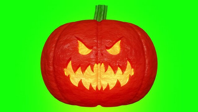 Halloween background with green screen pumpkin for video overlay just insert your logo and text on the bottom side of the screen. Halloween pumpkin 3d render