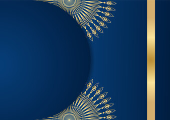 Gold and blue ornamental mandala background