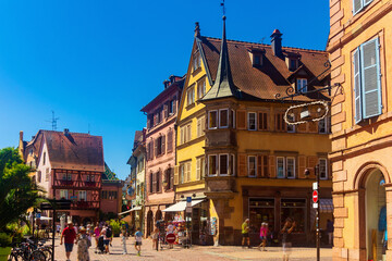 Beautiful view of colorful romantic city Colmar, France, Alsace