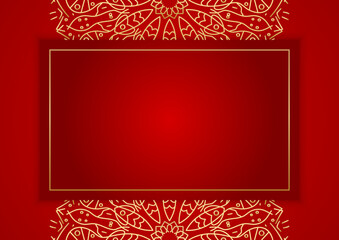 Gold and red ornamental mandala background. Luxury mandala background with golden arabesque pattern arabic islamic east style. Decorative mandala for print, poster, cover, brochure, flyer, banner.