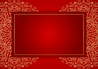 Gold and red ornamental mandala background. Luxury mandala background with golden arabesque pattern arabic islamic east style. Decorative mandala for print, poster, cover, brochure, flyer, banner.