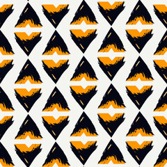 Paint brush rhombuses ornament. Seamless lozenges pattern. Hand drawn diamonds backdrop. Tiles wallpaper. Ethnic motif. Geometric background. Digital paper. Geometrical textile print.