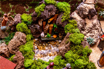 Composición de un portal de belén.