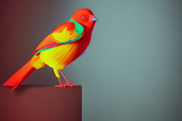 Illustration Portrait of Colourful Bird