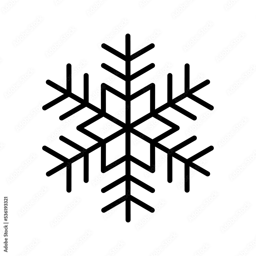 Wall mural snowflake vector icon. black vector element isolated on white background. best for seamless patterns