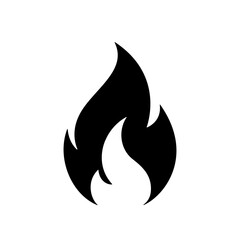 Flame black icon. Vector element isolated on white background. Best for print, package, mobile apps, UI and web design.