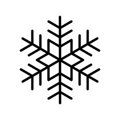 Snowflake vector icon. Black vector element isolated on white background. Best for seamless patterns, decoration,  and your design.