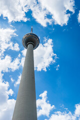 Berlin, Germany - July 2019: TV Tower  on the Alexanderplatz in Berlin, Germany - iconic landmark of Berlin, Germany.