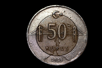 Macro shot of Thailand 50 Kurus Coin