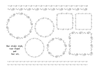Obraz premium 一筆書き風バラフレームセット