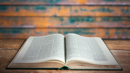 Obraz premium Open book on a wooden table