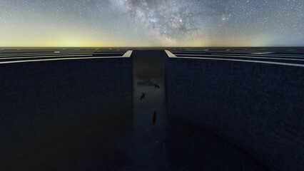 trapped in mazes liminal space 3d render