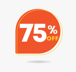 75% off in the sales tag. Special offer, promotion for shopping in stores, retail. Vector illustration